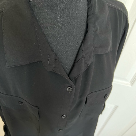 💋 Black Sheer Active USA Buttons Front & Back Blouse Top Size 3X - Picture 4 of 9